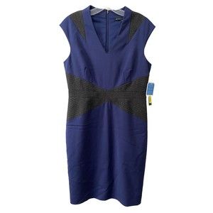 NWT ANTONIO MELANI NAVY BLUE/BLACK DRESS SZ 10 RETAIL PRICE $159